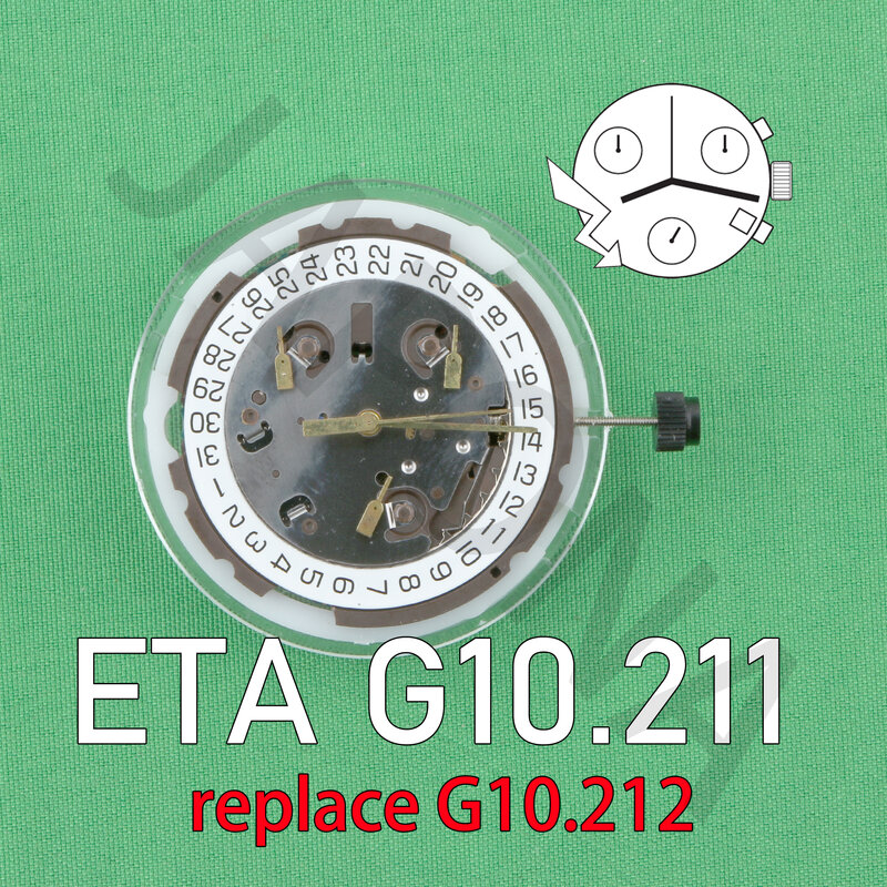 Eta G10.211การเคลื่อนไหว4จุด6-PIN G10.212สากล V8นาฬิกาควอตซ์อุปกรณ์เปลี่ยนการเคลื่อนไหวของ G10.212