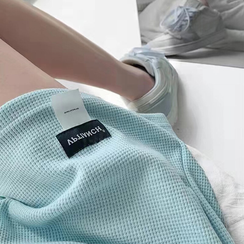 Damen Letter Label Shorts hoch taillierte Sports horts lose Hosen lässig ästhetische Gummibänder Shorts weibliche feste Homewear