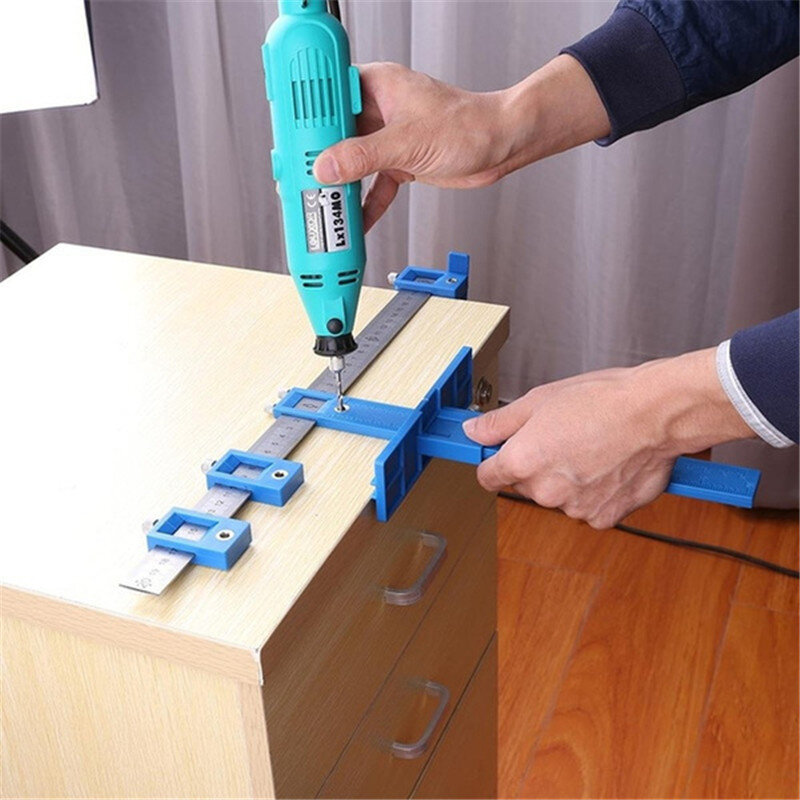 New Punch Locator Drill Guide Kit Assistant Installation Tool Cabinet Hardware Locator Wood Drilling Woodworking Tool Ruler
