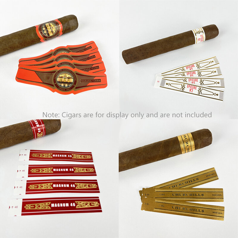 100pcs High Quality cigar band ring Sticker label Printing Embossing Cigar Band Labels