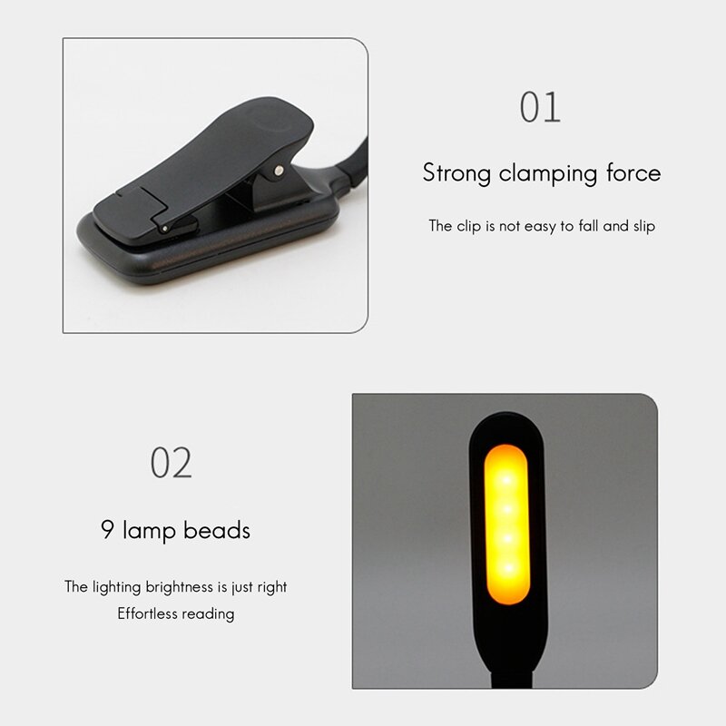 Rechargeable Book Light, LED Clip On Reading Light For Book In Bed,Warm White, Perfect For Kids, Bed Headboard & Travel