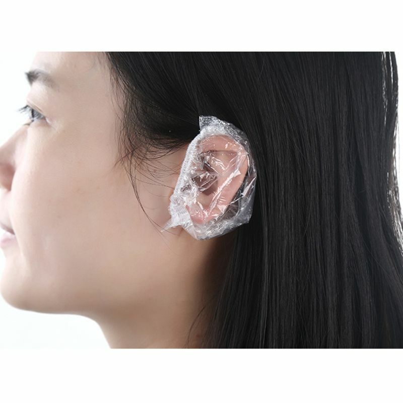 100 Uds. Tapa protectora oído impermeable plástico desechable grueso salón