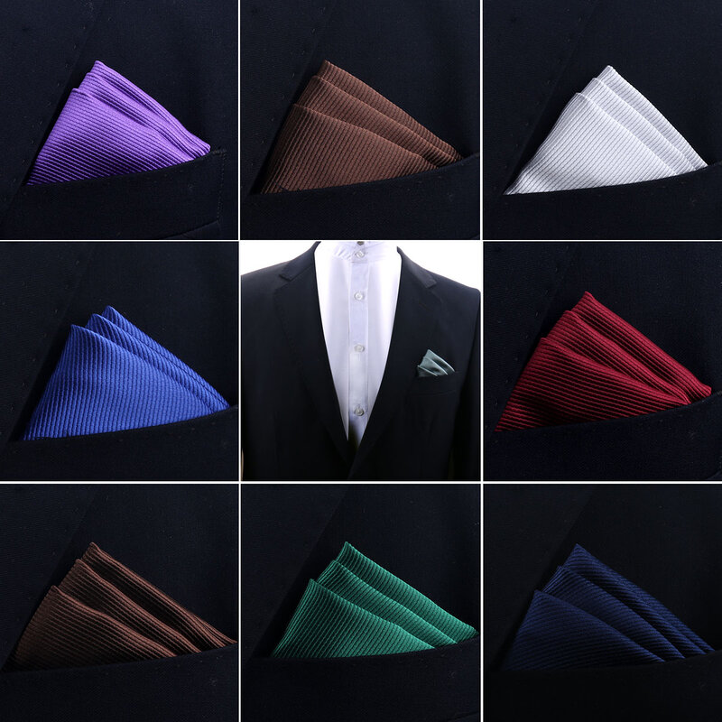 High Grade Handkerchief Pocket Square 24 Striped Solid Colors Formal Business Party Wedding Suit Hanky Accessories Performance