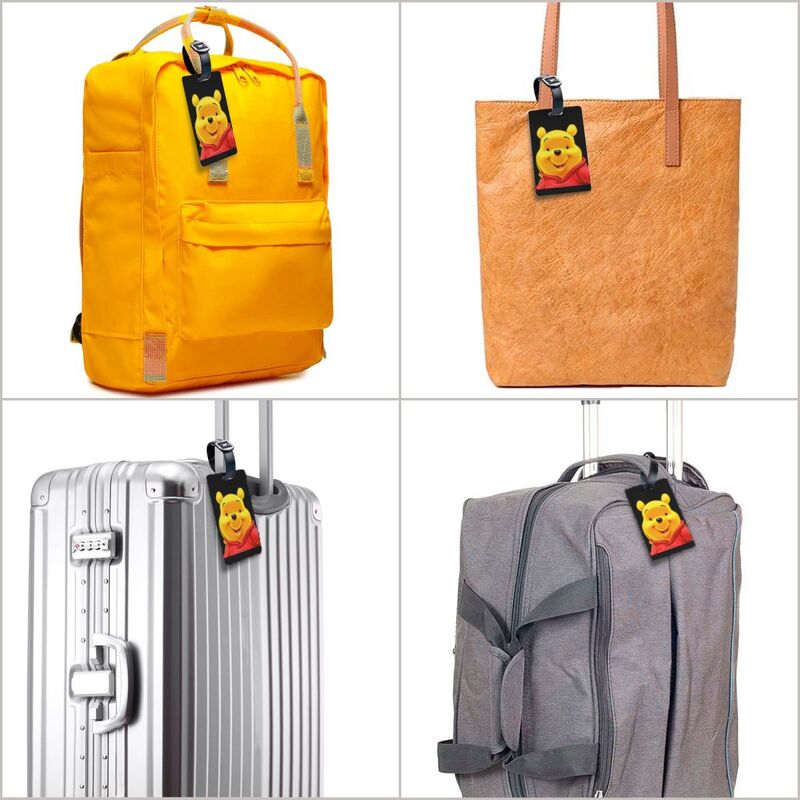 Пользовательский Винни-Пух, бирка для багажа, мультяшный медведь, дорожная сумка, чемодан, крышка для личной безопасности, идентификационная бирка
