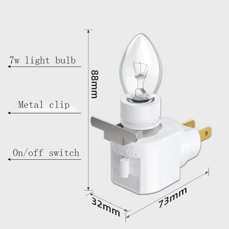 A tomada de twdrtdd na luz da noite, tomada da luz de parede com interruptor de ligar/desligar e grampo de metal, inclui 1 7 watts c7 bulbo, 360 graus de rotação