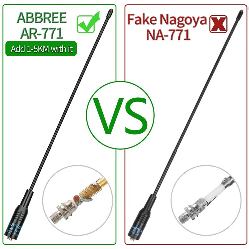ABBREE-antena de doble banda para walkie-talkie, accesorio AR 771 SMA hembra de 144/430MHz para Baofeng UV 5R S9PLUS UV 13 21Pro Quansheng UV K5, NA771