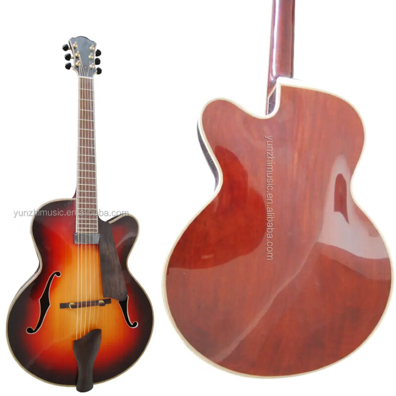 Guitarra eléctrica de jazz, instrumento de madera de caoba, totalmente hecho a mano