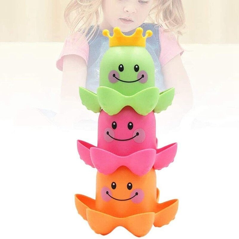 Ocean Octopus Stacking Cups Baby Bath Toys Sea Animal Baby Bathing Shower Bathroom Taste Game For Infant And Kids