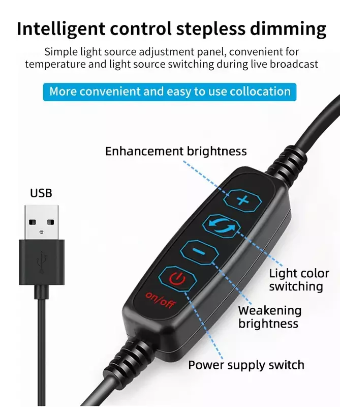 Anneau lumineux LED portable avec support de téléphone pour selfie, grand cercle, lumière RVB, vente en gros, 26CM-1, 10 pouces