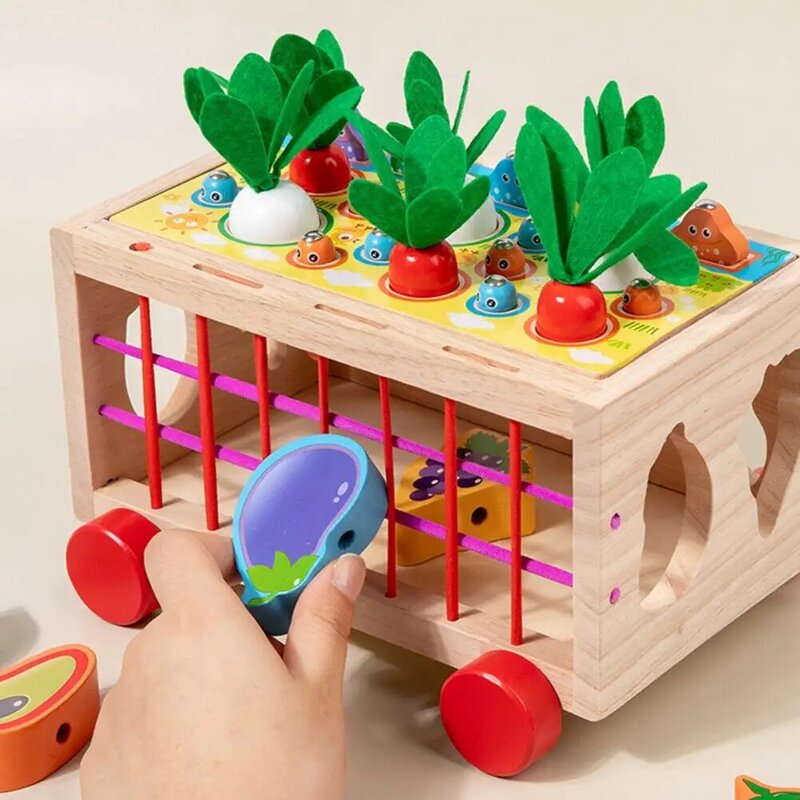 Wysokiej jakości drewniane bloczki do wczesnej nauki drewniane bloki edukacyjne do budowania rzodkiewka owoce połów dla małych dzieci dla niemowląt