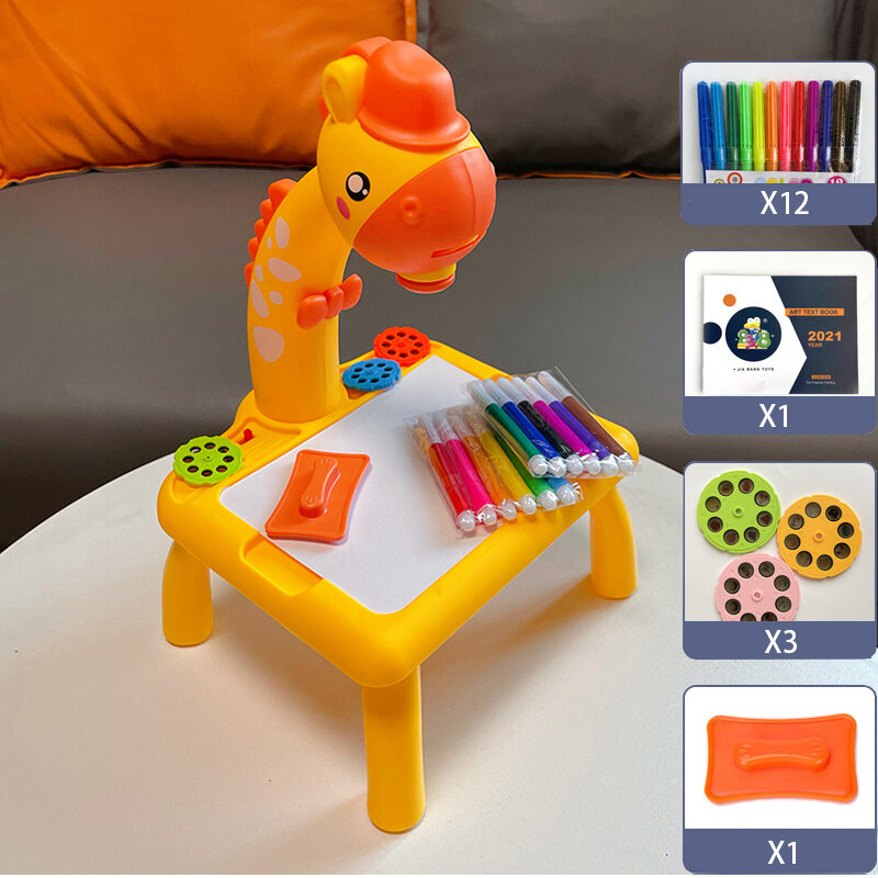 Mesa de dibujo con proyector led para niños, juego de pintura, tablero educativo, herramientas de aprendizaje, juguetes de pintura