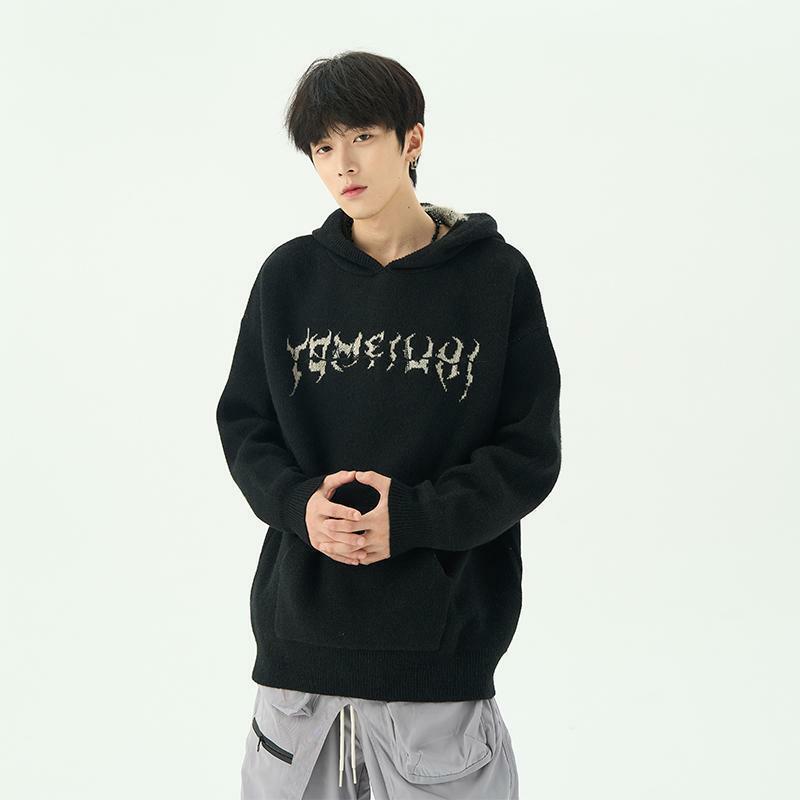 Warm Sweater port vibe crowd high slouchy hooded sweaters for men in winter American knitwear high lovers sweater trend top