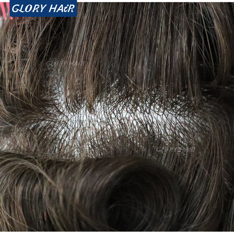 メンズヘアウィッグ,密度130% のメンズヘアウィッグ,人工毛髪の厚さ,2つのスキン,光沢のある送料無料
