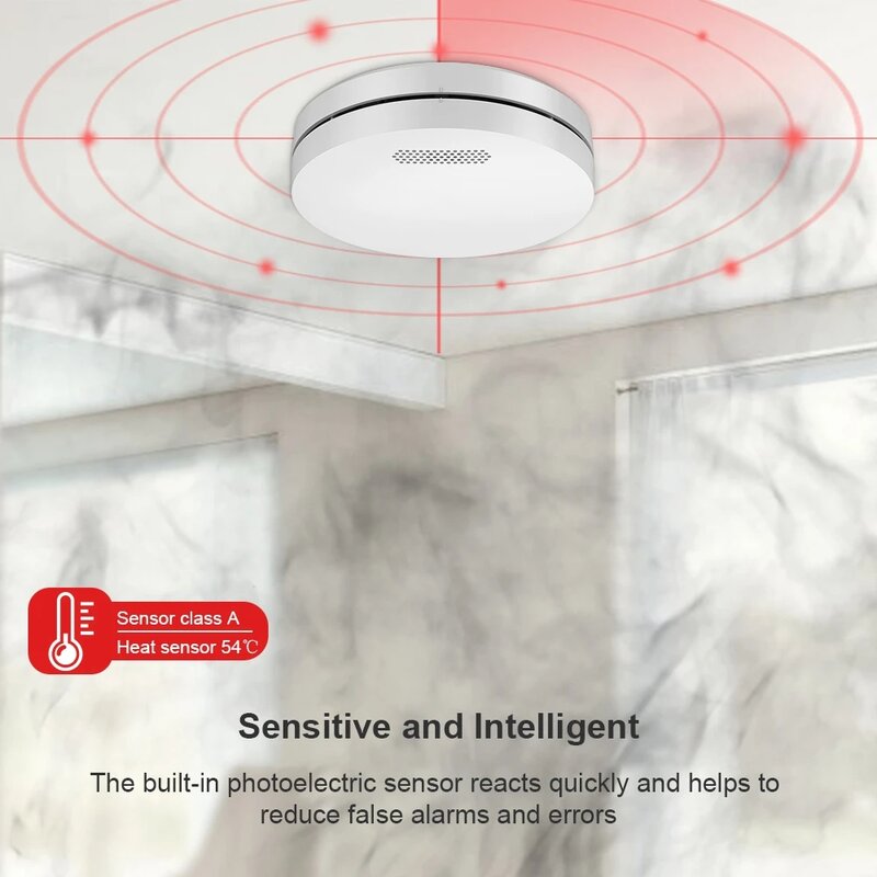 CPVAN Interlinked Smoke & Carbon Monoxide Detector Wireless Fire Alarm CO Gas Smoke Sensor For Home Security System Equipment