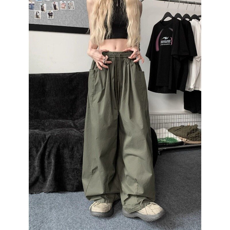 Deeptown-pantalones Cargo holgados Y2k Harajuku para mujer, Pantalón deportivo de pierna ancha de gran tamaño, informal, ropa de calle coreana, moda de verano 2024