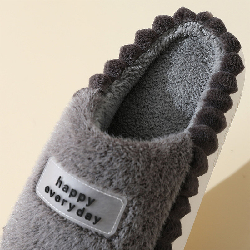 Sandal Rumah Sandal Lembut Hangat Musim Dingin Mewah Ukuran Besar Pria Sandal Dalam Ruangan Tali Sepatu Rumah Trendi Modis Solid EVA Chunky