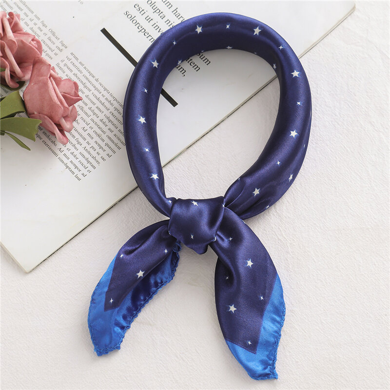 Small silk scarf square Soft Hair Tie Band  Decorative Head Scarfs Multicolor Stripe Print Kerchief Neck skinny scarves