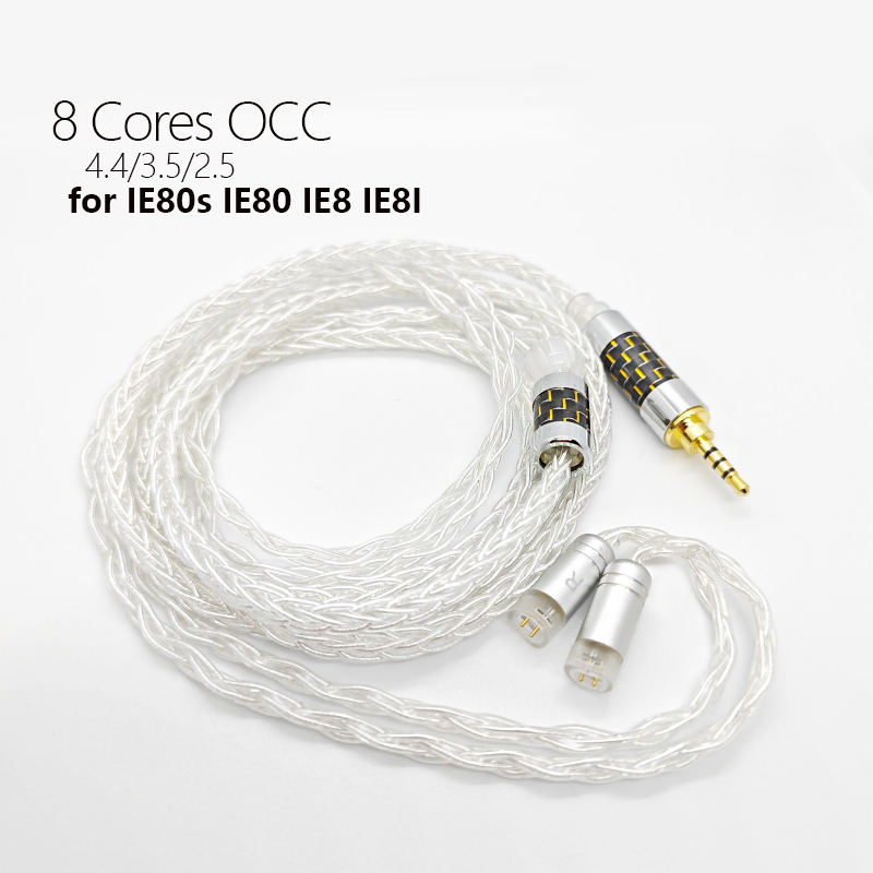 Cable IE80 IE80S IE8I IE8 4,4 Equilibrio con micrófono OCC plateado actualización 2,5 3,5 para auriculares Sennheiser 8 núcleos