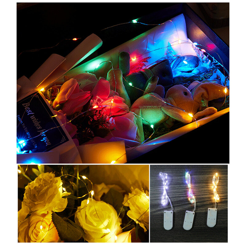 구리 와이어 LED 스트링 라이트 1M, 휴일 패어리 라이트, 홈 침실 가든 웨딩 파티 축제 장식용