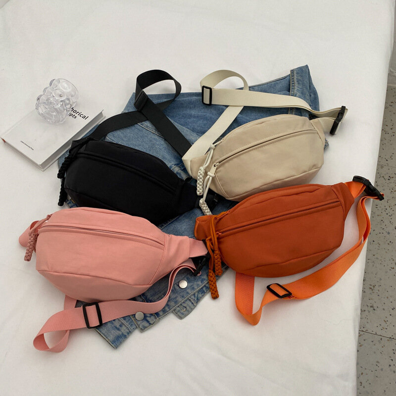 2024 New Shoulder Chest Bag Canvas Casual Bag Women's Diagonal package Summer Versatile pocket purse wallet