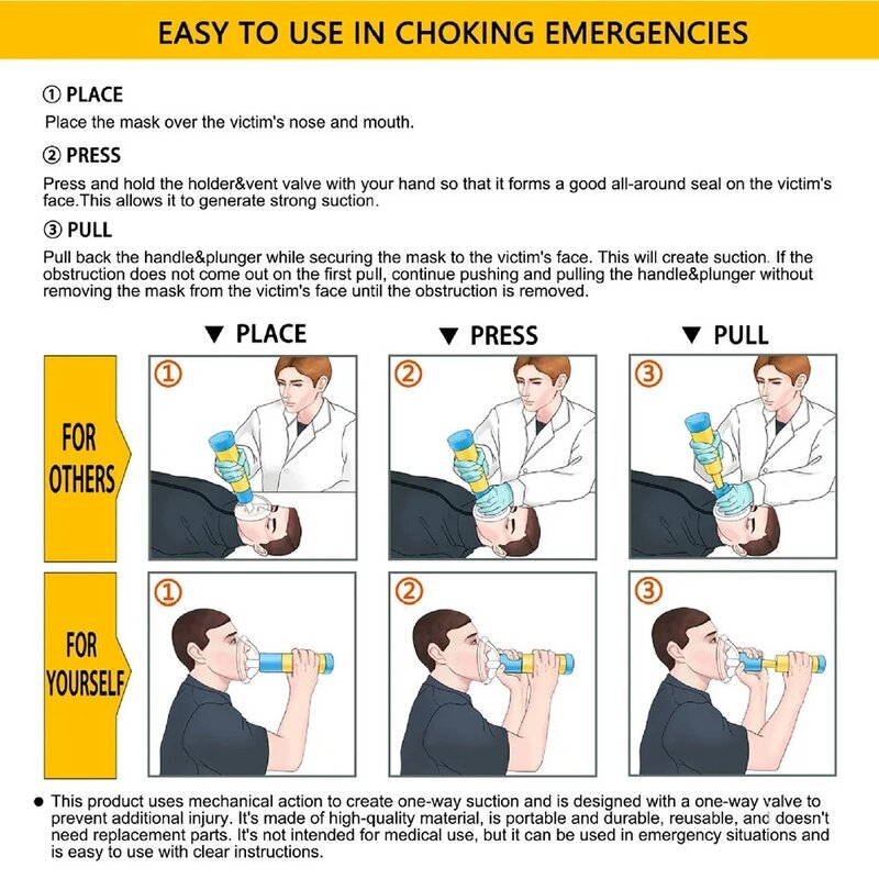 Kit di pronto soccorso soffocamento respiratorio Anti asfissia maschera per il viso CPR emergenza artificiale adulti e bambini dispositivo di salvataggio domestico di 2 dimensioni