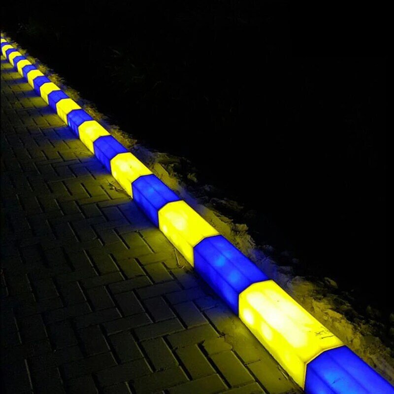 Outdoor Traffic Curb Stone Lighting Plastic Road Base Pavement Solar Charge LED Pavement Curbs Road Kerb In UK Engineering Light
