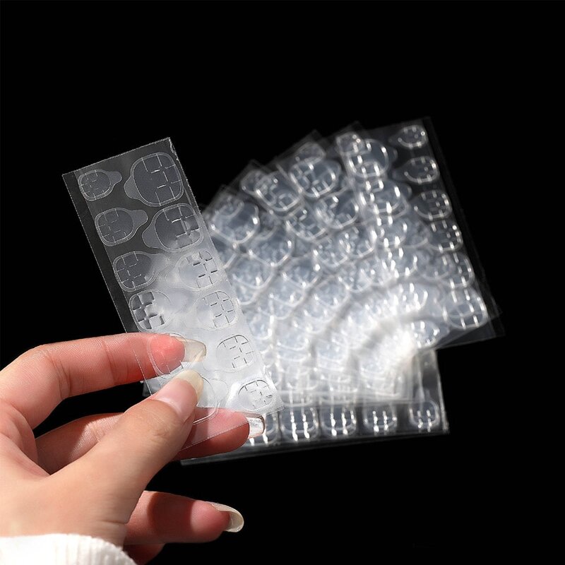 Linguette adesive in gelatina ultrasottile traspirante impermeabile adesivo per colla per unghie punte per unghie finte punte bifacciali Super appiccicose