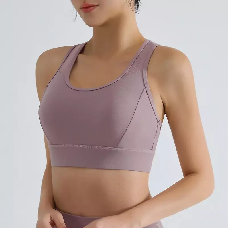 LO Gathering Beauty Back Integrated Fitness Bra Fixed Cup Sports Bra Shockproof High Strength Women's Running Yoga Tank Top