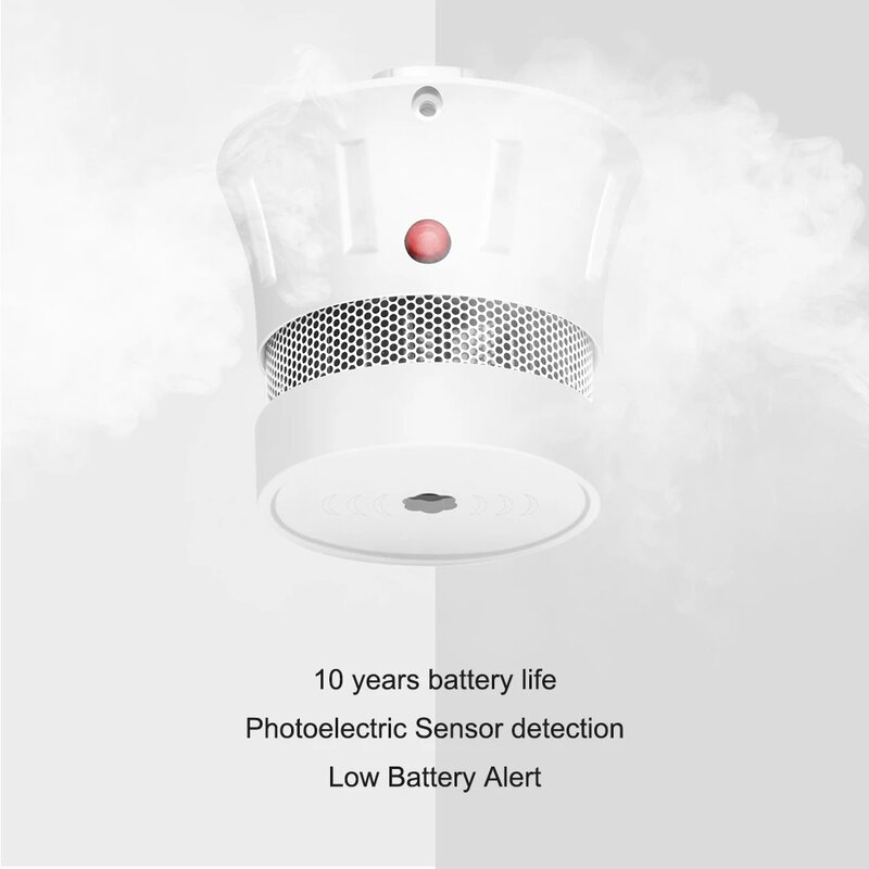 CPVAN Detector de humo independiente con batería de 10 años, mini alarma de humo, protección de seguridad para el hogar, alarma contra incendios