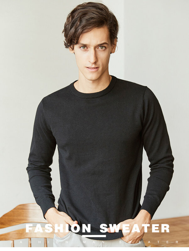 MRMT 2024 남성용 캐주얼 스웨터, 청년 슬림 단색 긴 소매 티셔츠, 보터밍 탑, 신상