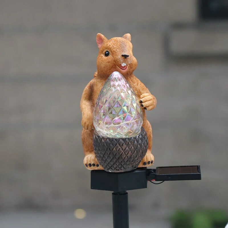 Solar Crystal Lamps Resin Squirrel Lawn Lamp Fairy Garden LED Decoration Waterproof Lights For Pathway Yard Outdoor