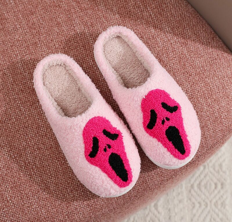 2024 Ghostface Home Cotten pantofole donna inverno Halloween nero caldo peluche pantofole uomo infradito pantofole pavimento interno regalo