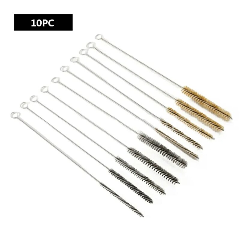 5/10pcs Cleaning Brushes Stainless Steel Brass Cylinder Wire Tube Pipe Cleaning Brush For Power Drill Descaling Rust Removal