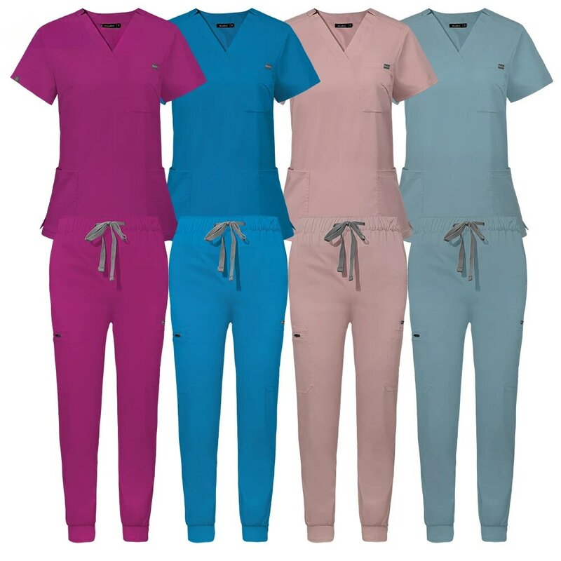 Beauty Agency Scrub Womens Suit Pet Shop Veterinary Nursing Accessories Medical Uniform Breathable Top Pants Jogger Suits Unisex