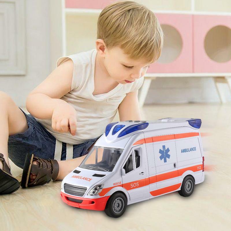 Mainan mobil ambulans dengan lampu dan suara, termasuk menyenangkan dan pendidikan untuk anak laki-laki dan perempuan 3-8 tahun