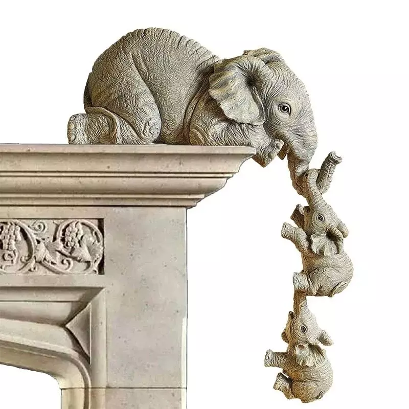 3 sztuk/zestaw uroczy figurki słonia słoń trzymający słoniątko rzemiosło żywiczne prezent na wyposażenie domu