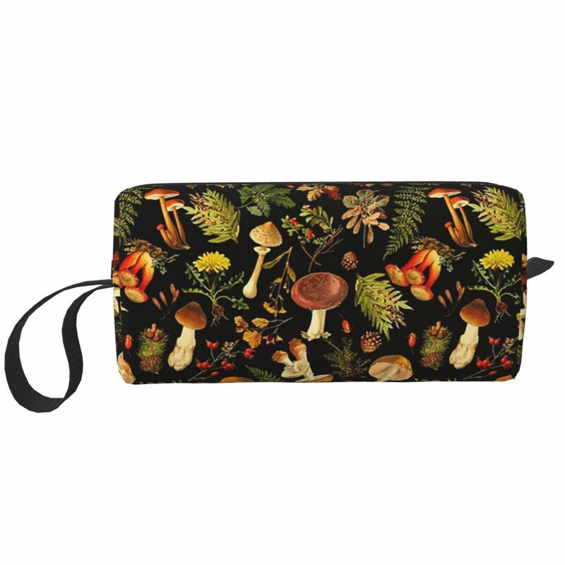 Mushrooms Harvest Botanical Night Makeup Bag Cosmetic Storage Dopp Kit Toiletry Cosmetic Bag for Women Beauty Travel Pencil Case