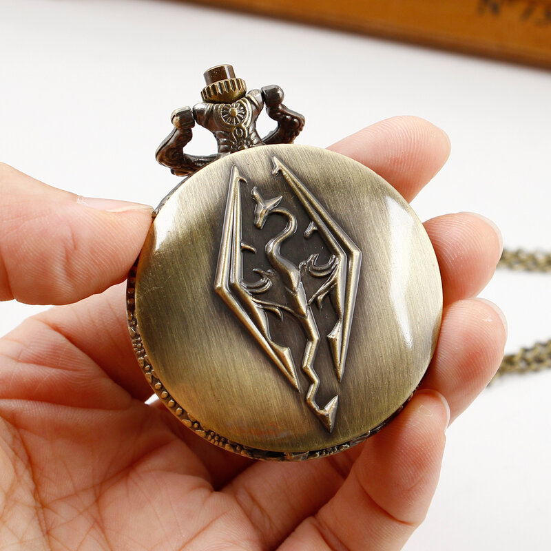 Reloj de bolsillo de cuarzo antiguo de bronce para hombres y mujeres, reloj de bolsillo Vintage militar, regalo