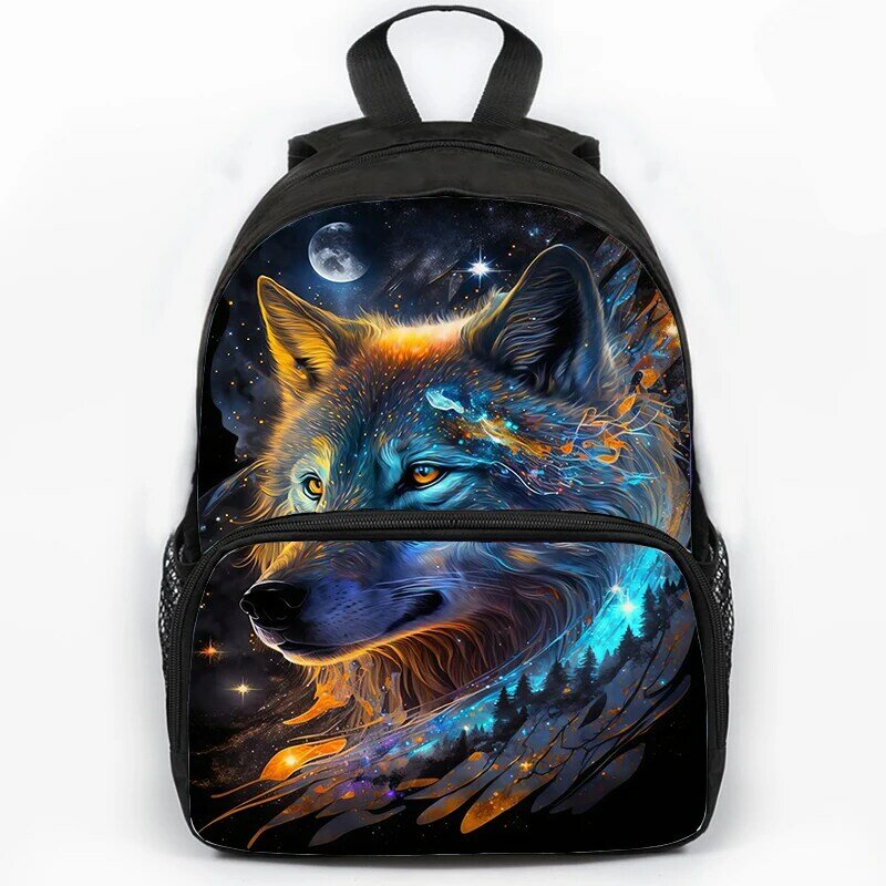 Cool Wolf School Backpack para meninas e meninos, estudantes Bookbag, tigre, leão, bolsa de viagem, crianças