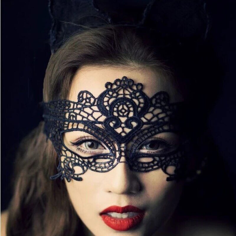 Máscara de mascarada de encaje hueco para mujer, disfraz de juguete de Cosplay Sexy, accesorio de fiesta de encaje, máscara de ojos, 2024