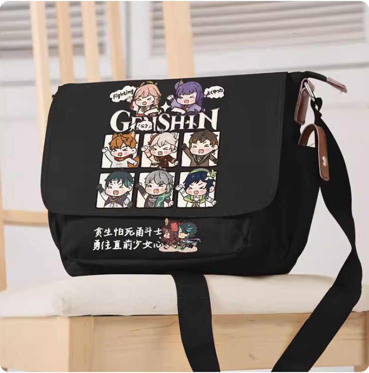 Anime Genshin Impact Yae Miko Venti Cosplay Casual Oxford Messenger Bag, bolso de hombro escolar, regalo para estudiantes y adolescentes, B097