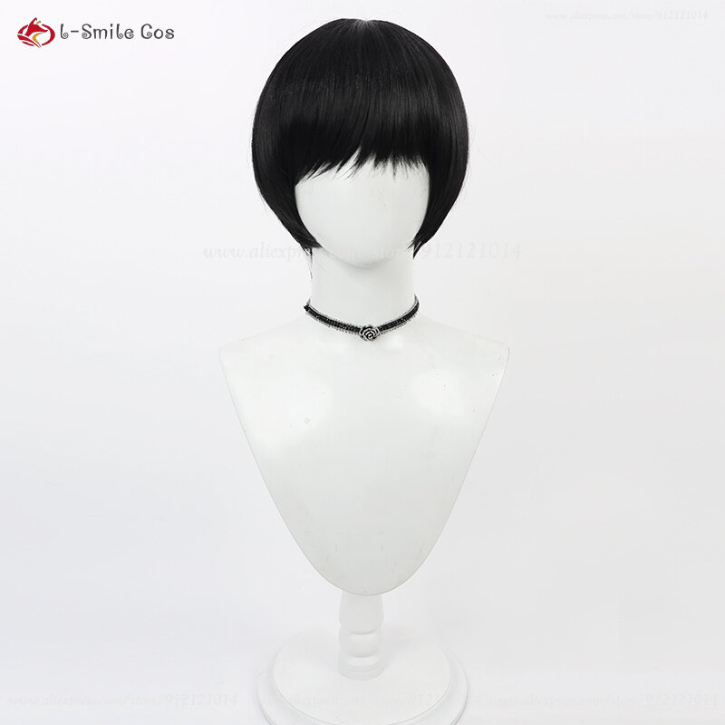 Anime Mashle Cosplay Mash Burnedead Cosplay Wig Short Black Wigs Heat Resistant Synthetic Hair Halloween Party Wig + Wig Cap