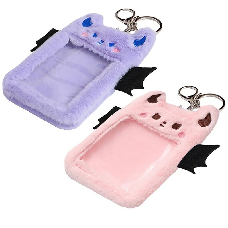 Plush ID Card Holder Clip, titular do cartão postal, Student Sleeve Wallet, Anti-Lost Wallet
