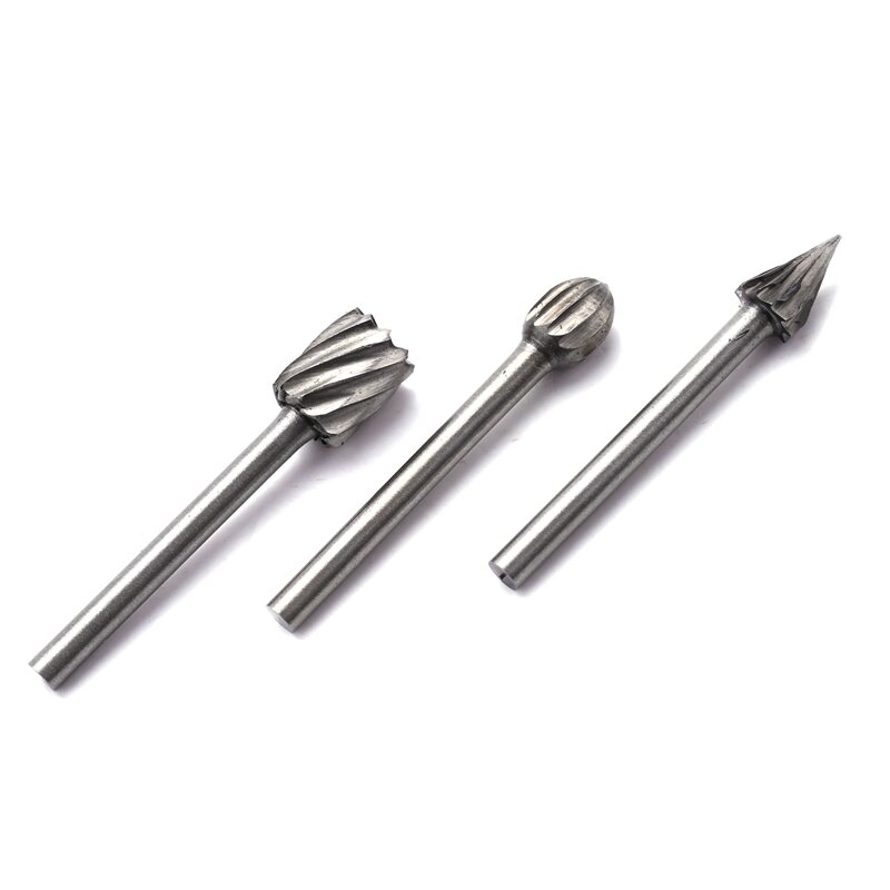 20Pcs HSS Tungsten Carbide Rotary Cutting Burr Set Grinder Bit 1/8 Inch (3Mm) Shank Woodworking Carving Tools
