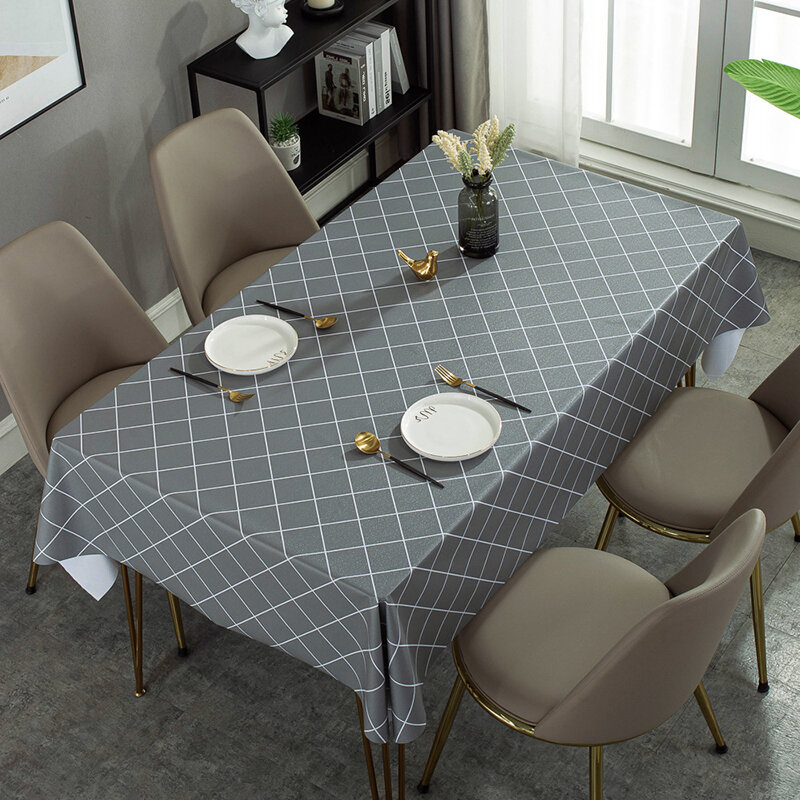 ตกแต่งกันน้ำตารางผ้าผ้าปูโต๊ะรูปสี่เหลี่ยมผืนผ้าตารางการรับประทานอาหารสีทึบ PVC Tablecloth Oilproof ตาราง