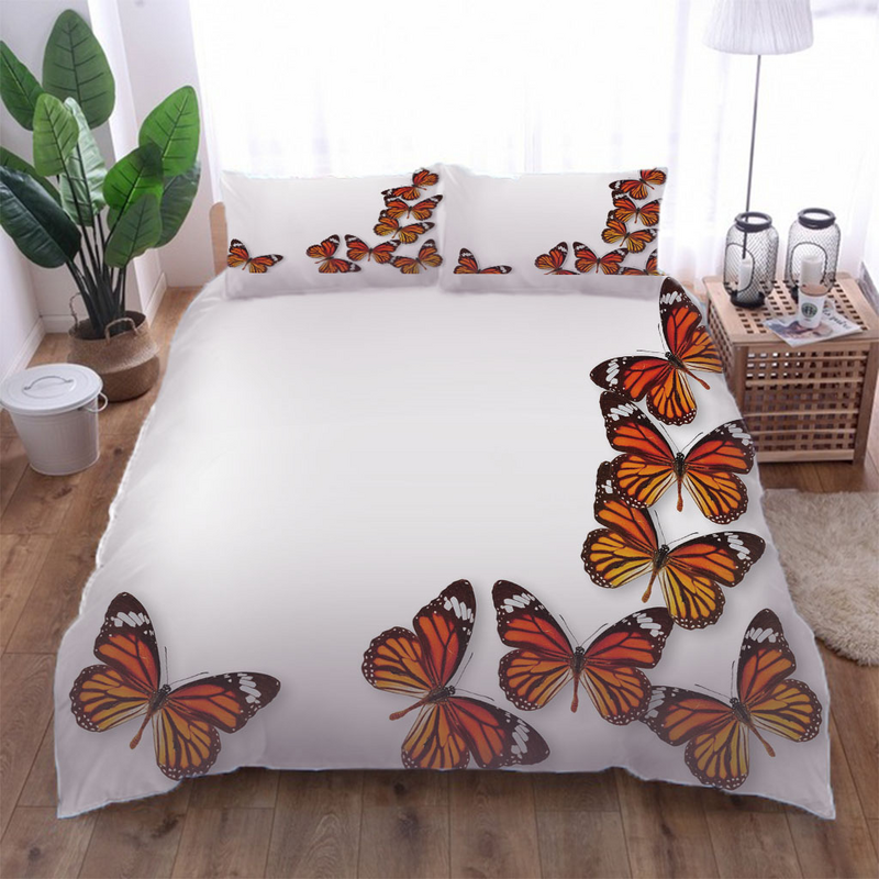 Duvet Cover 3D Animal Butterflies, double bed Three-Piece Set , Bedding Quilt Cover Pillowcase Children Decor, free shipping