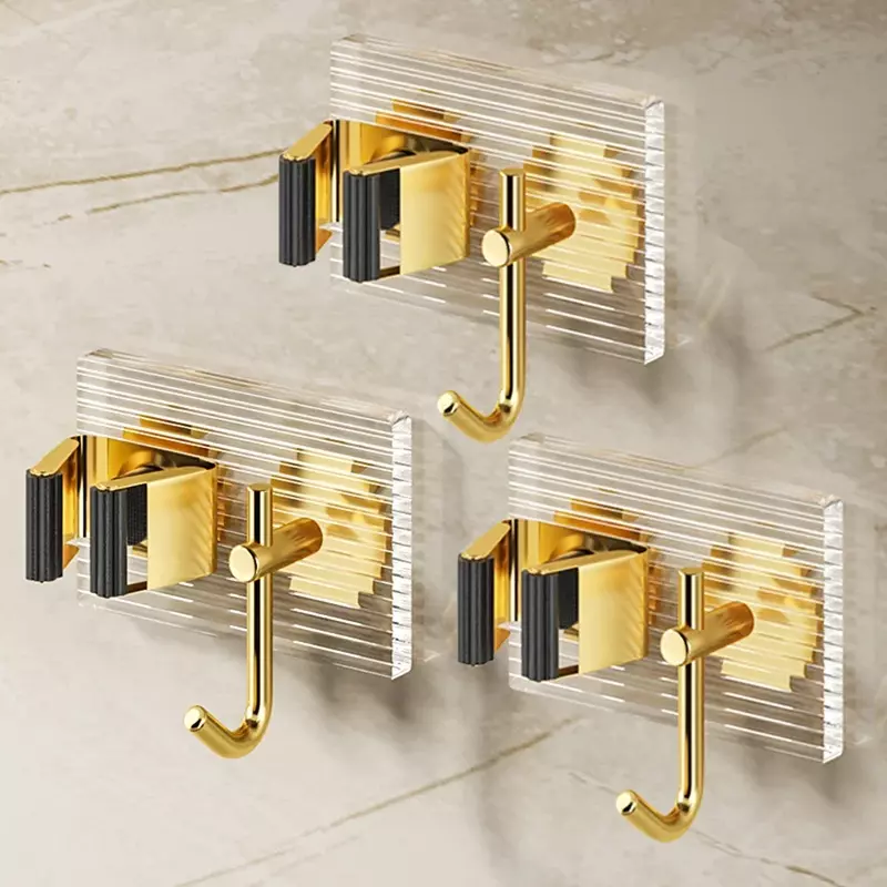 Bathroom Acrylic Light Luxury Gold Broom Clip Hook Without Punching Mop Multi-functional Broom Fixed Hanger Storage Hook