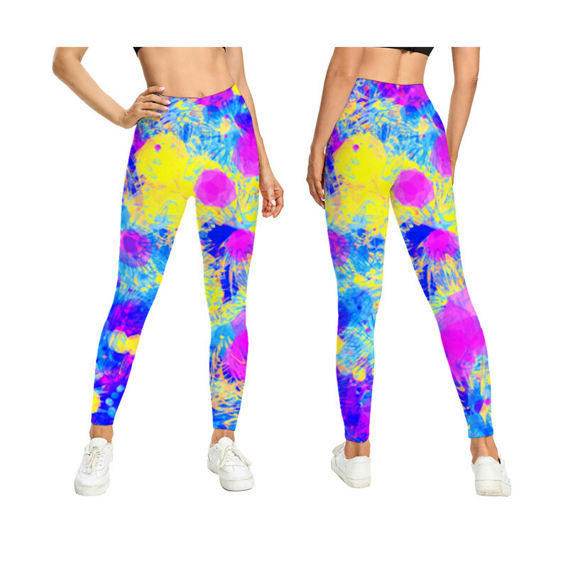 Legging motif digital untuk wanita, Legging motif digital 3D musim panas 2023, desain angkat bunga dan pelangsing