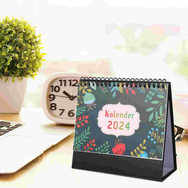 Kalendarz biurkowy 2024 miesięczne kalendarze pionowe małe stojące papierowe akcesoria biurowe
