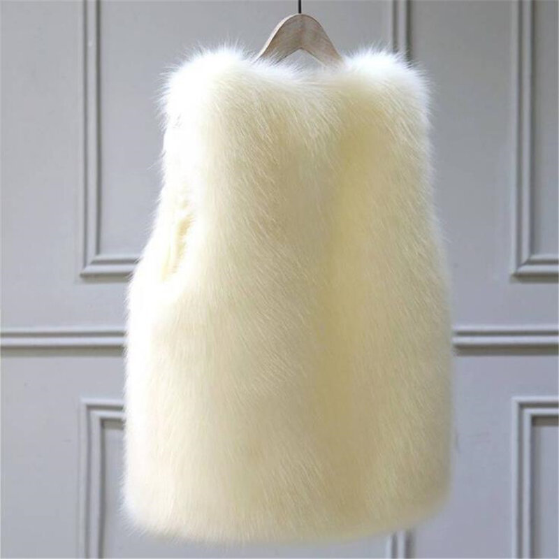 Jaket rompi bulu tebal hangat untuk musim dingin 2024 pakaian luar tanpa lengan bulu S-4xl ukuran besar mantel bulu rubah wanita musim dingin